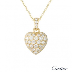 Cartier 18k Yellow Gold Diamond Set Heart Pendant